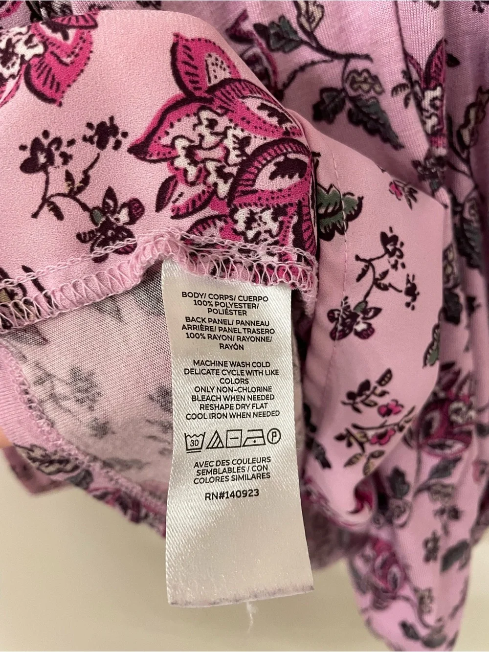 LOFT Pink-purple Floral Ruffle V-Neck Puff Sleeve Blouse